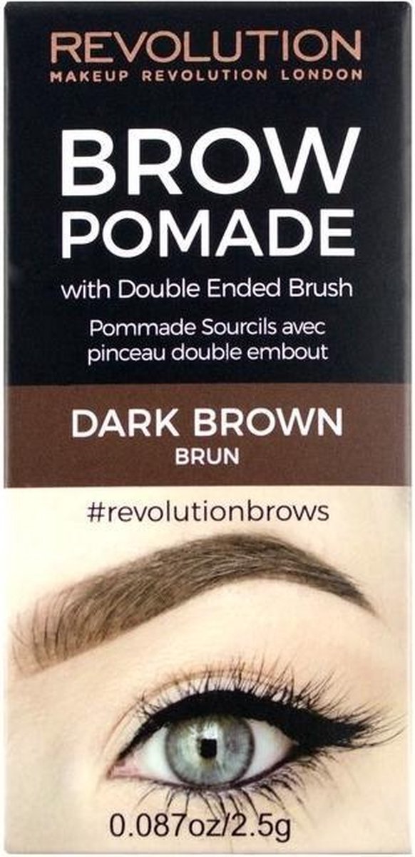 Revolution Beauty Makeup Brow Pomade Dark Brown - Donker haar. - Bruin