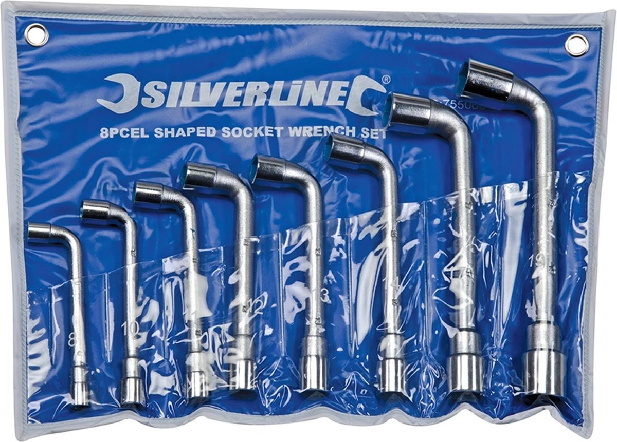 Silverline line 755060 8-delige Pijpsleutelset - Haaks - 8-19mm - Silver