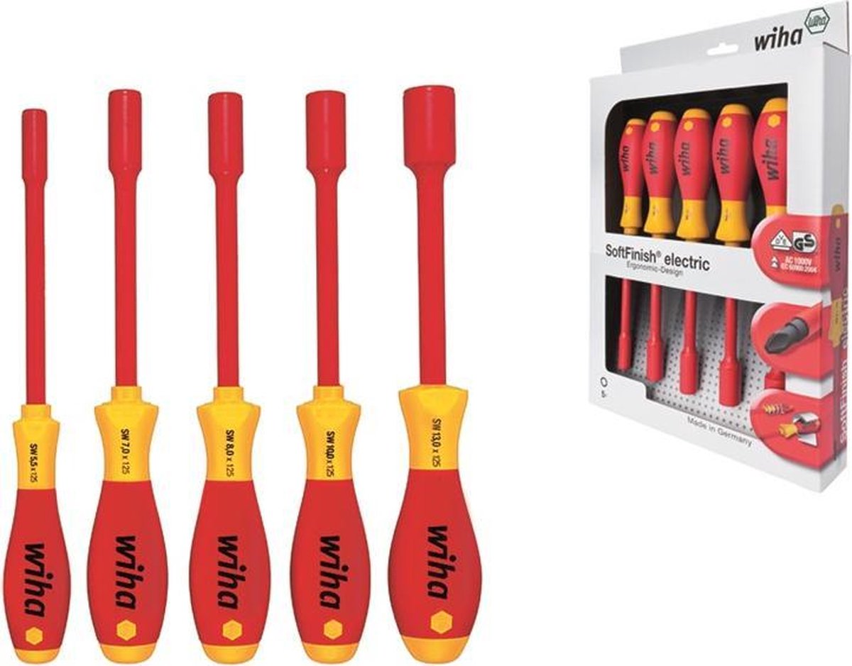 Wiha 322 K5 SoftFinish electric zeskantdopsleutelset - 5 delig