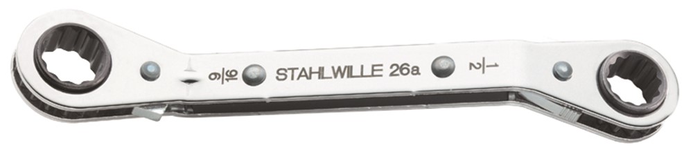 Stahlwille 26A-1/2X9/16 Ringratelsleutel - Gebogen - Omschakelbaar - 1/2 x 9/16" - 171mm