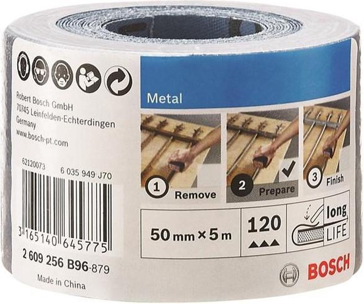 Bosch 2609256B96 Schuurpapier voor metaal - K120 - 50mm x 5m