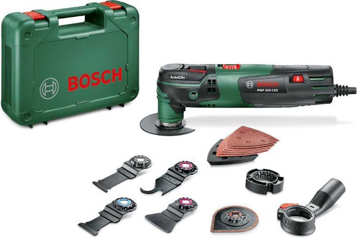 Bosch PMF 250 CES Multitool + 10 delige accessoiresset in koffer - 250W