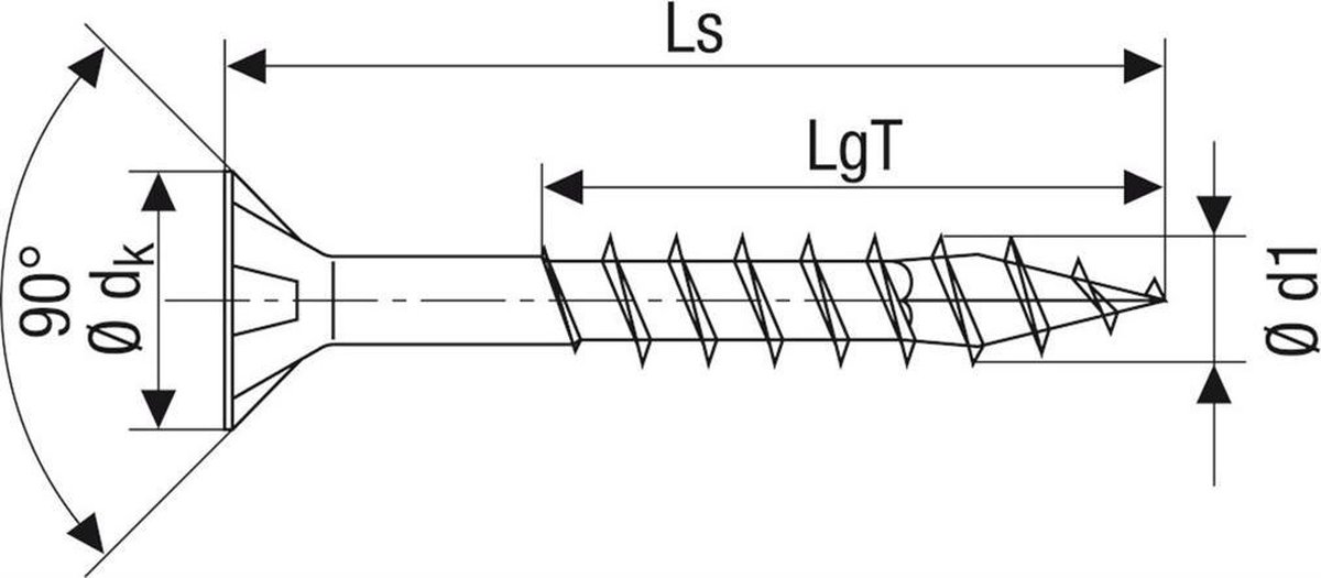 SPAX 191010400603 Universele schroef, Verzonken kop, 4 x 60, Deeldraad, T-STAR plus T20 - WIROX - 100 stuks
