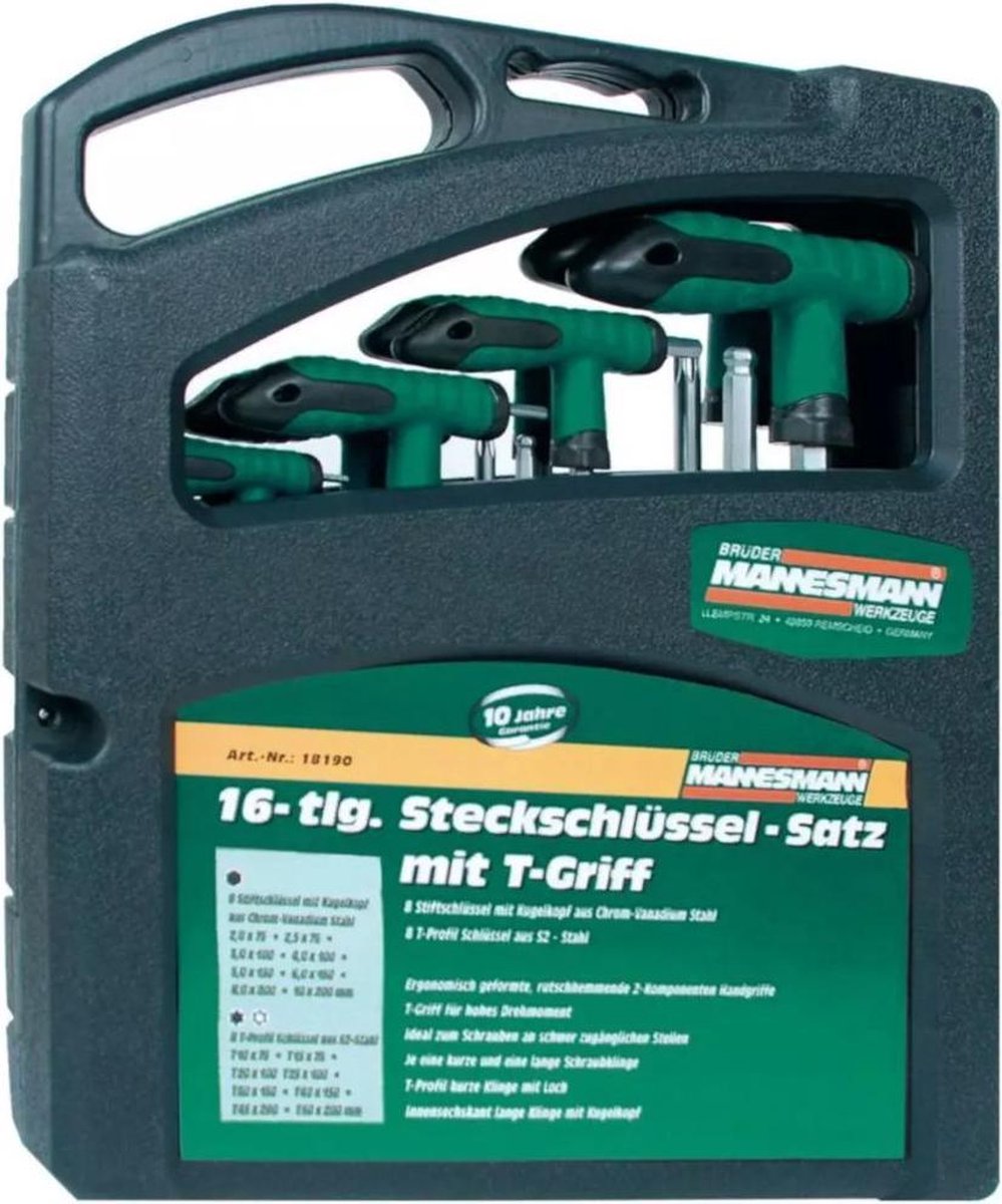 Brüder Mannesmann 18190 16-delige T-greep Schroevendraaierset - torx / inbus - Groen