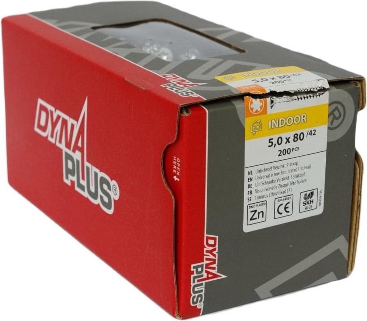 DynaPlus 0281.01.42401 Unischroef - Platkop - Deeldraad - Indoor - TX25 - 5.0 x 80/42mm (200st)