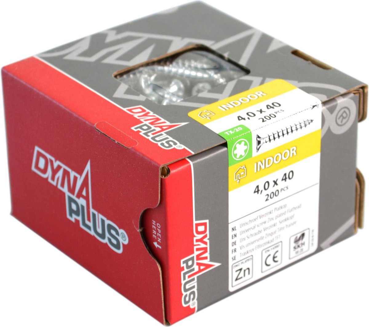 DynaPlus 0281.01.42401 Unischroef - Platkop - Deeldraad - Indoor - TX25 - 5.0 x 80/42mm (200st)