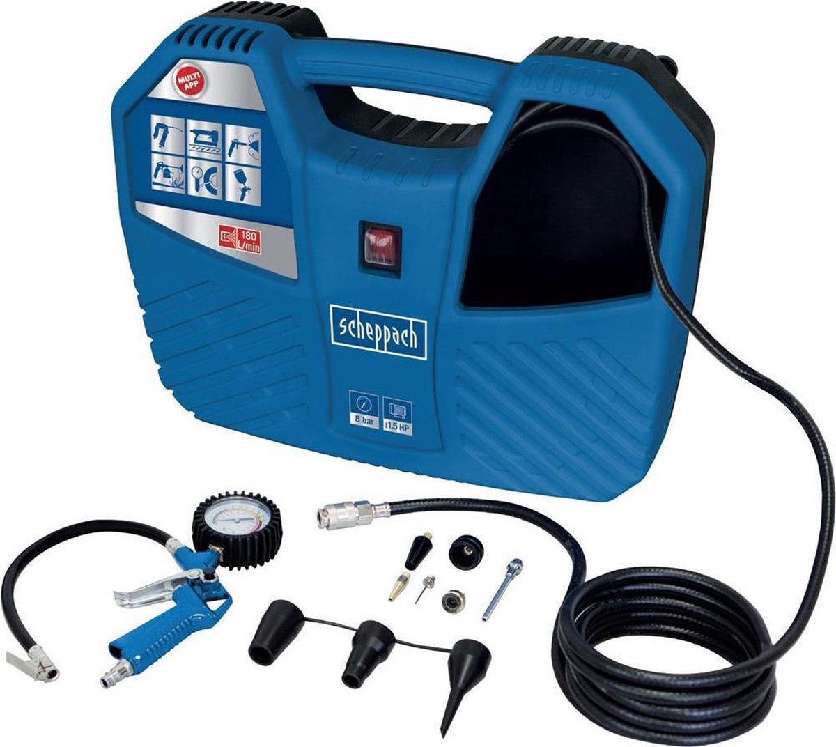 Scheppach Air Force 2 Compressor - 1100W - 180L/min - Azul