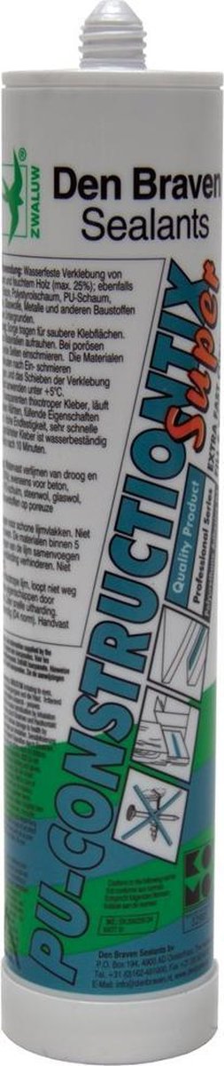 Den braven Zwaluw 200641 PU-Constructiontix Super Constructielijm - Transparant - 310ml