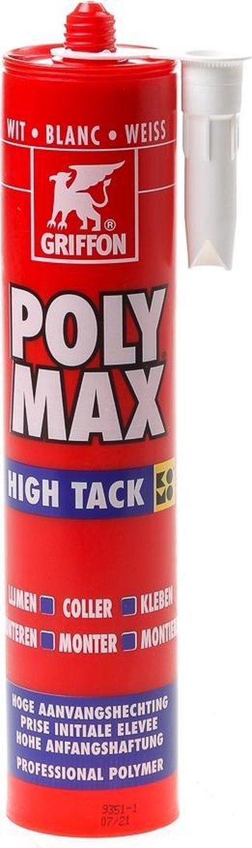GRIFFON Poly Max High Tack Montagelijm Koker - 425gr - Wit