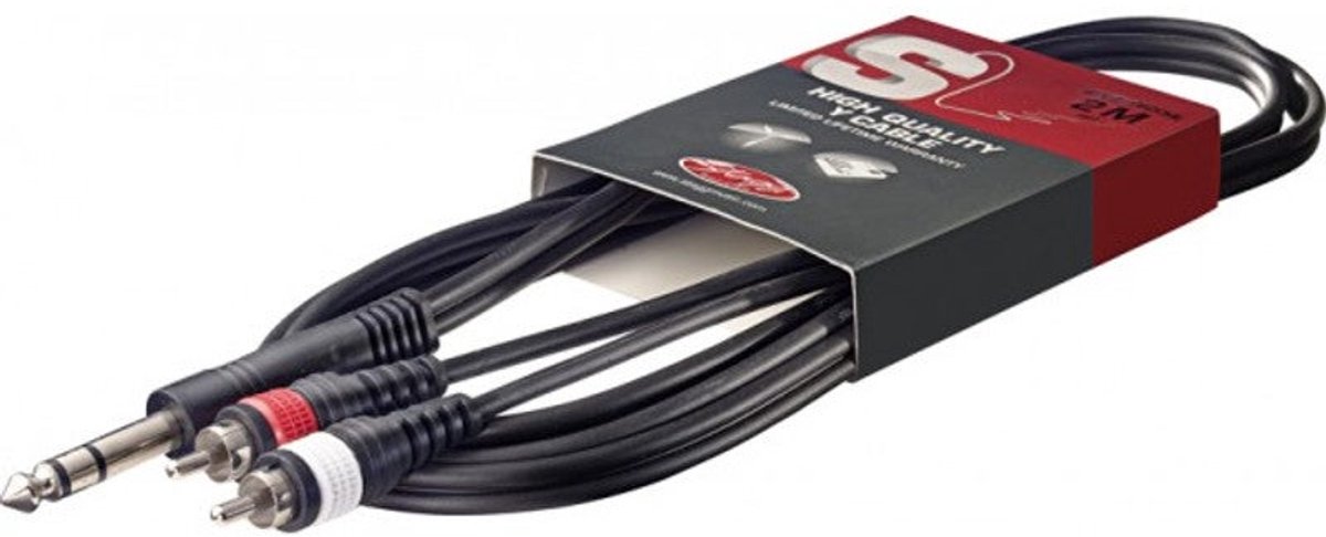 Stagg SYC2/PS2CM E 6.3 mm TRS jack - 2x RCA kabel 2 meter