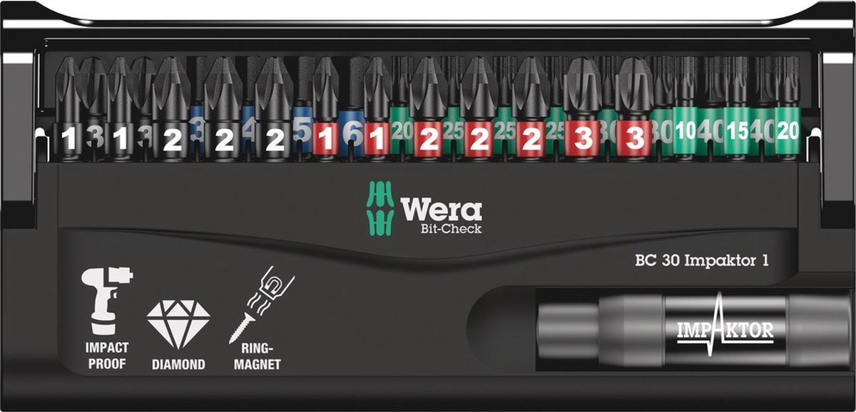 Wera 05057690001 30 delige Bitcheck Impaktor 1 bitset - PH/PZ/TX/HX