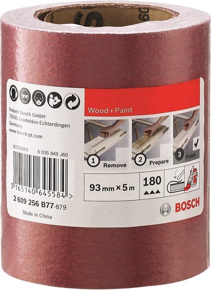 Bosch 2609256B77 Schuurpapier voor hout en verf - K180 - 93mm x 5m