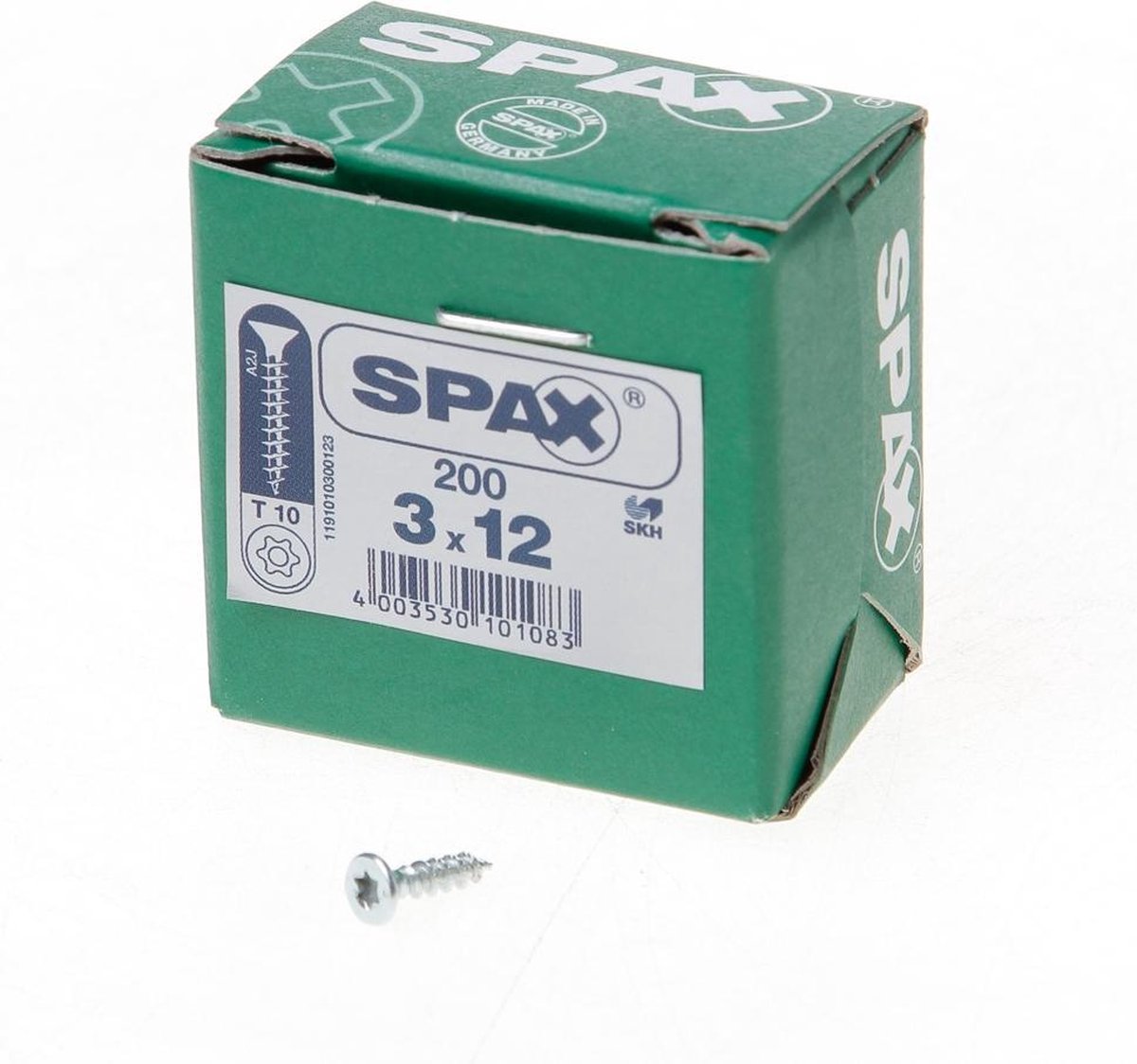 SPAX -S 1191010300123 Universele schroef, Verzonken kop, 3 x 12, Voldraad, T-STAR plus T10, S-punt - WIROX - 200 stuks