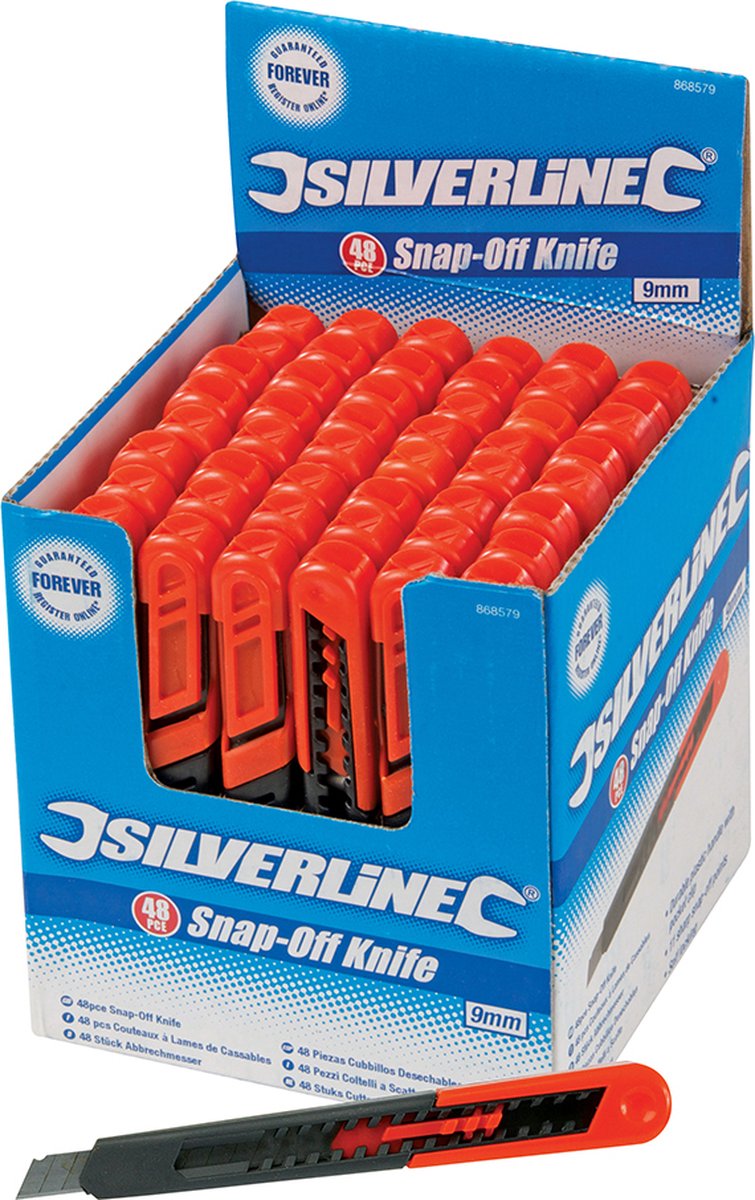 Silverline line 868579 Afbreekmes in displaydoos - 9mm (48st) - Silver