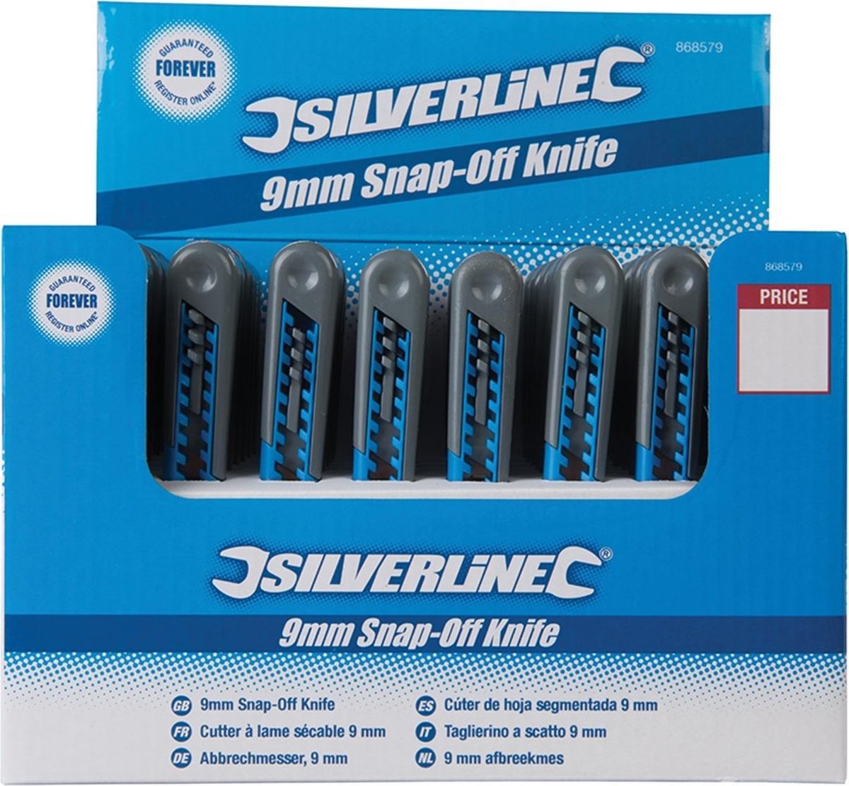 Silverline line 868579 Afbreekmes in displaydoos - 9mm (48st) - Silver