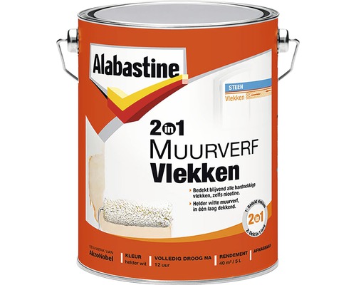 Alabastine 5077771 2In1 Muurverf Vlekken 5L - Wit