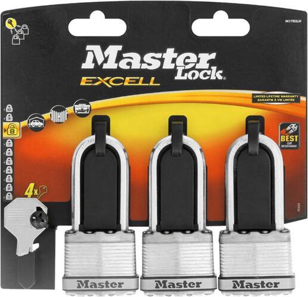 Masterlock Master Lock M1EURTRILH Excell® Hangslot - 45 x 51mm (3st) - Geel