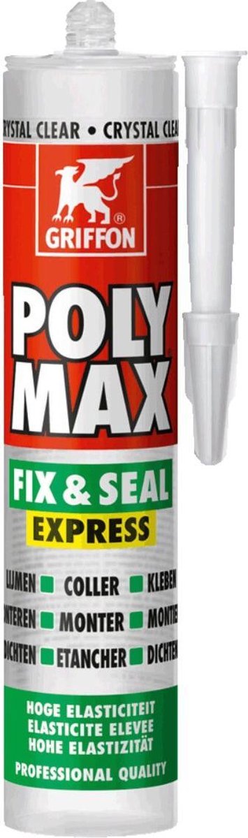 GRIFFON 6150452 Poly Max Fix&Seal Express Montagelijm-/afdichtingskit - Transparant - Koker - 300gr