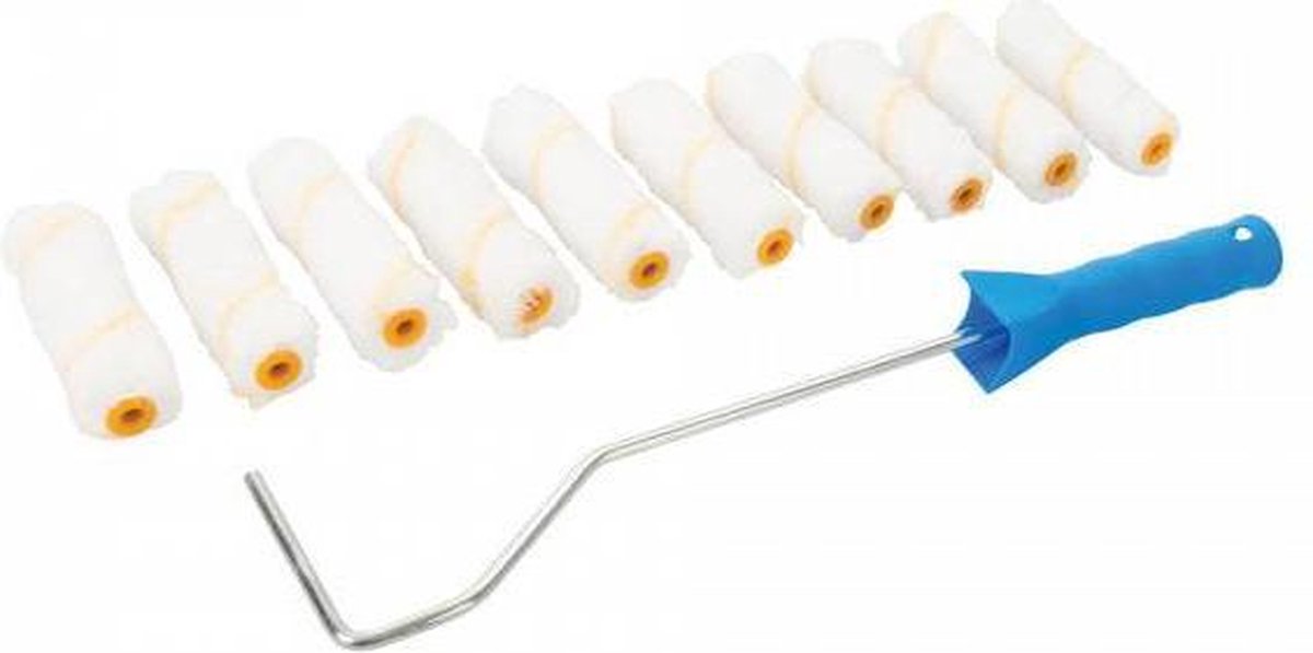 Silverline line 555252 Mini verfbeugel met 10 rollers - 100mm - Silver