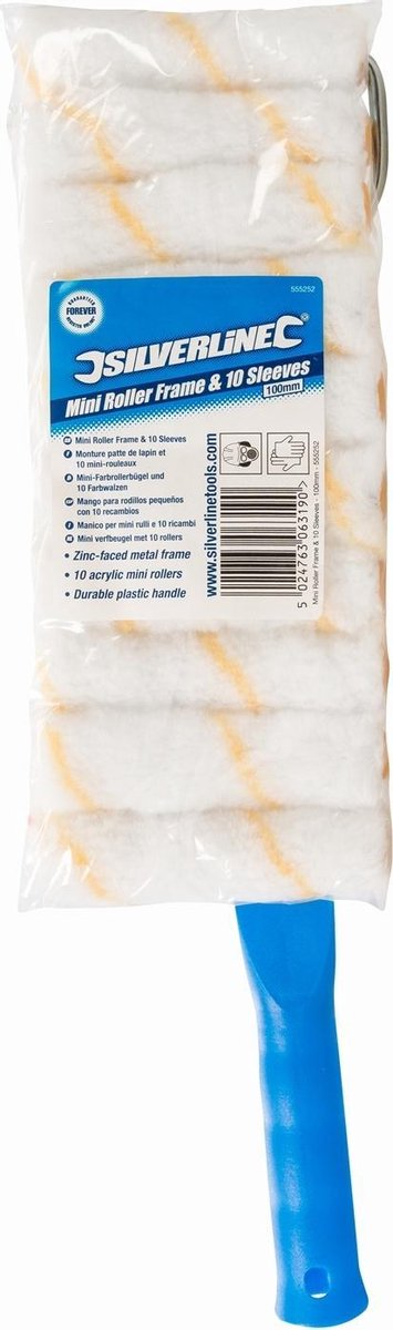 Silverline line 555252 Mini verfbeugel met 10 rollers - 100mm - Silver