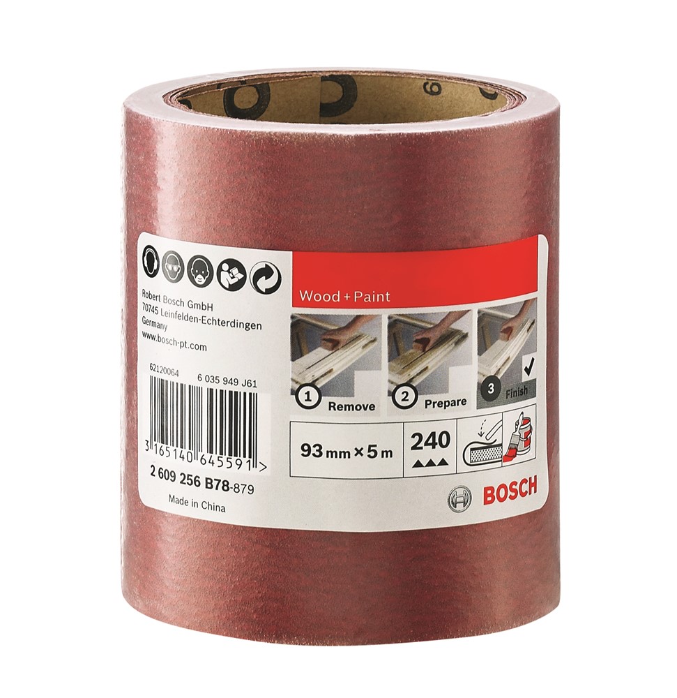 Bosch 2609256B78 Schuurpapier voor hout en verf - K240 - 93mm x 5m