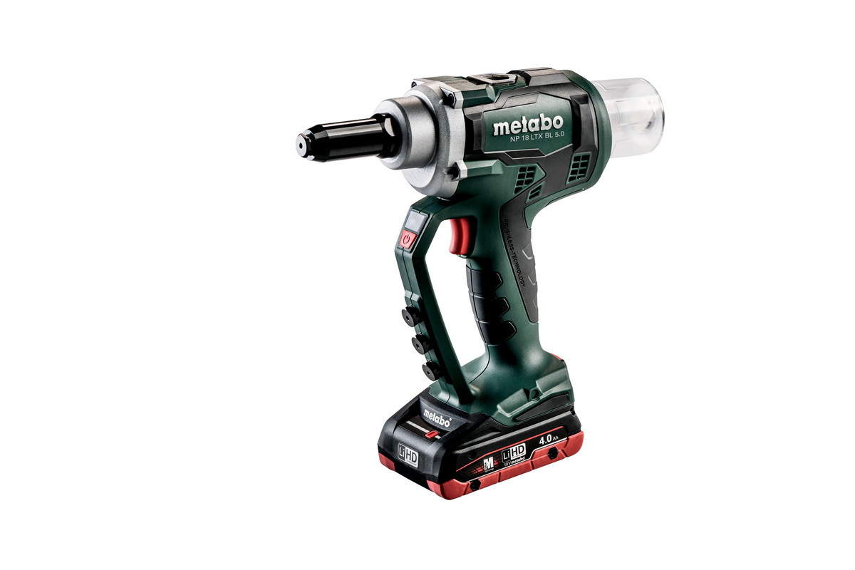 Metabo SET NP 18 LTX BL 5.0 LiHD accu blindnietpistool (2x 4.0Ah accu) in 2 Metaloc - koolborstelloos - 2.4 - 5 mm