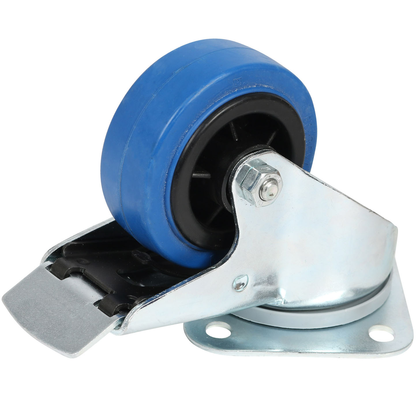 TENTE 3477 PIR 080 P62 blauw zwenkwiel met rem 80 mm