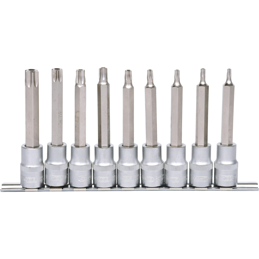 KS Tools 917.1790 9-delige Bit-dopsleutelset met boring - Lang - TB20-TB60 - 1/2"