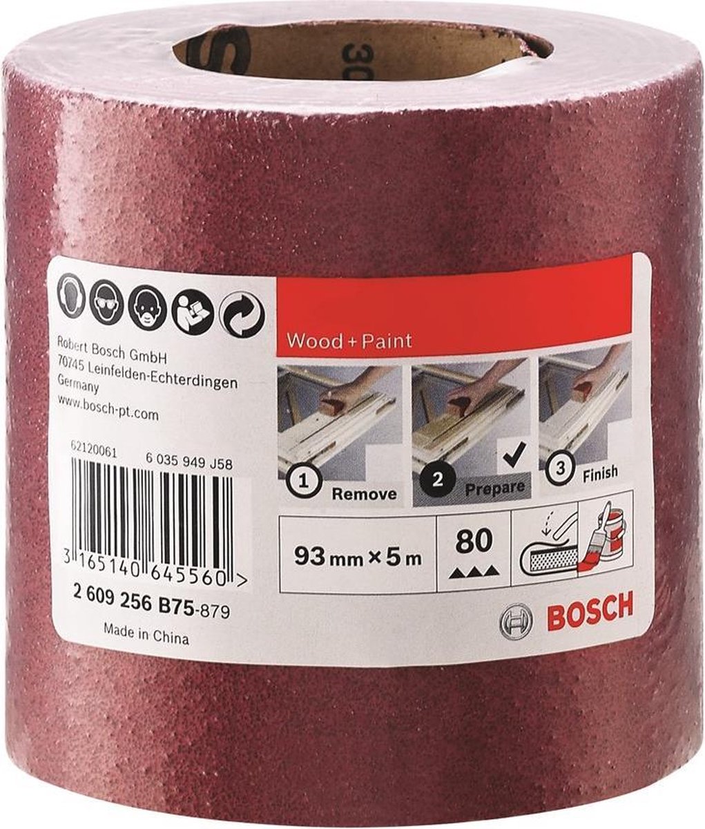 Bosch 2609256B75 Schuurpapier voor hout en verf - K80 - 93mm x 5m