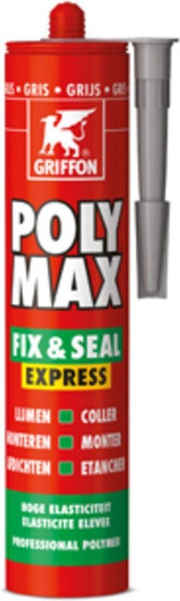 GRIFFON Poly Max Fix&Seal Express Montagelijm-/afdichtingskit Koker - 425gr - Grijs