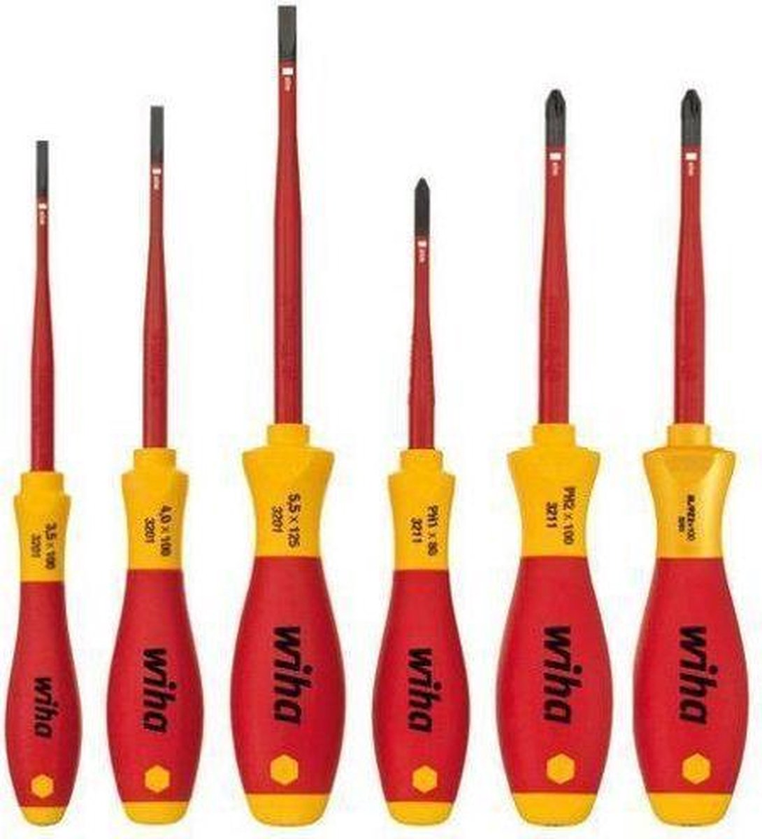 Wiha 3201 K6 01 6-delige SoftFinish slimFix VDE Schroevendraaierset - Sleuf/Philips/Pozidrive