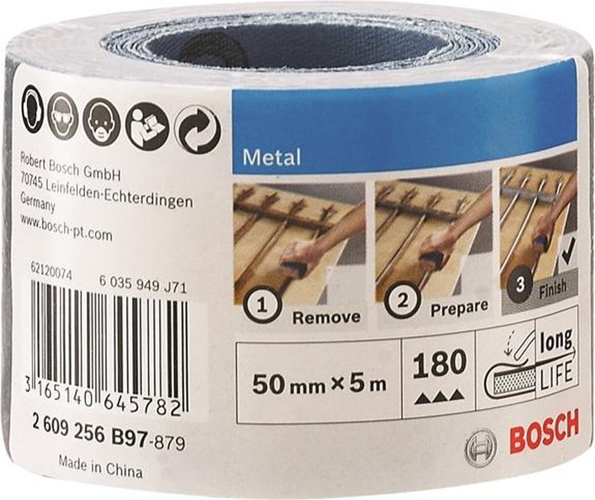 Bosch 2609256B97 Schuurpapier voor metaal - K180 - 50mm x 5m