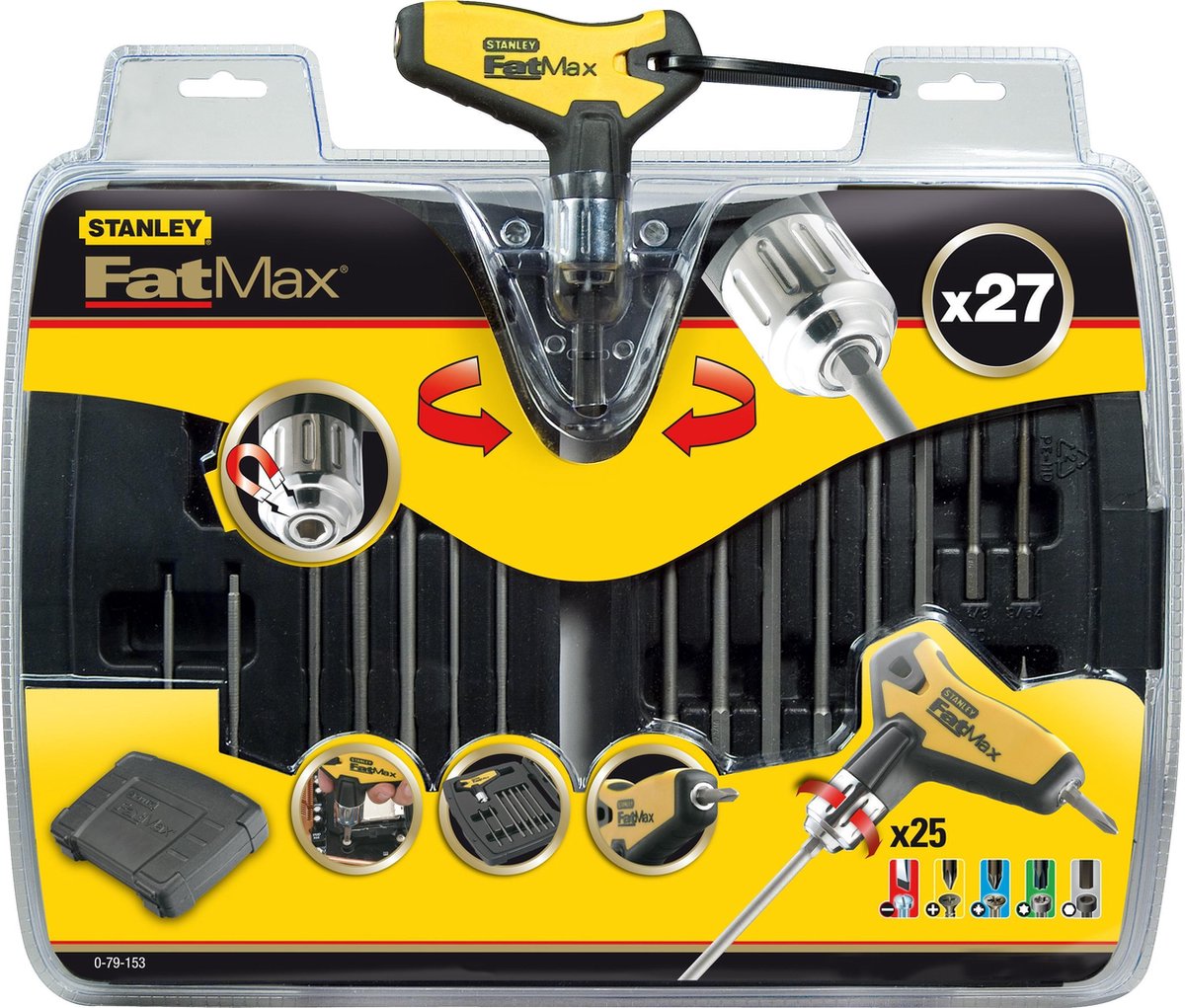 Stanley 0-79-153 27 Delige Schroevendraaierset met pal en stift set - Zwart