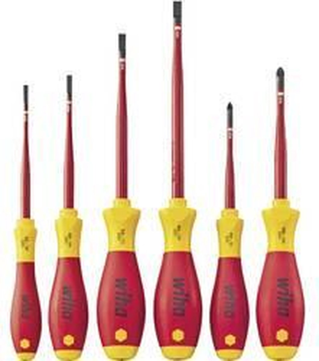 Wiha 3201 ZK6 6-delige SoftFinish slimFix VDE Schroevendraaierset - Sleuf/Pozidrive