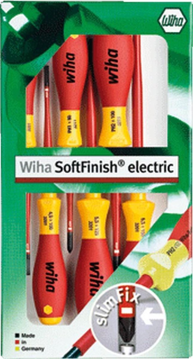 Wiha 3201 ZK6 6-delige SoftFinish slimFix VDE Schroevendraaierset - Sleuf/Pozidrive