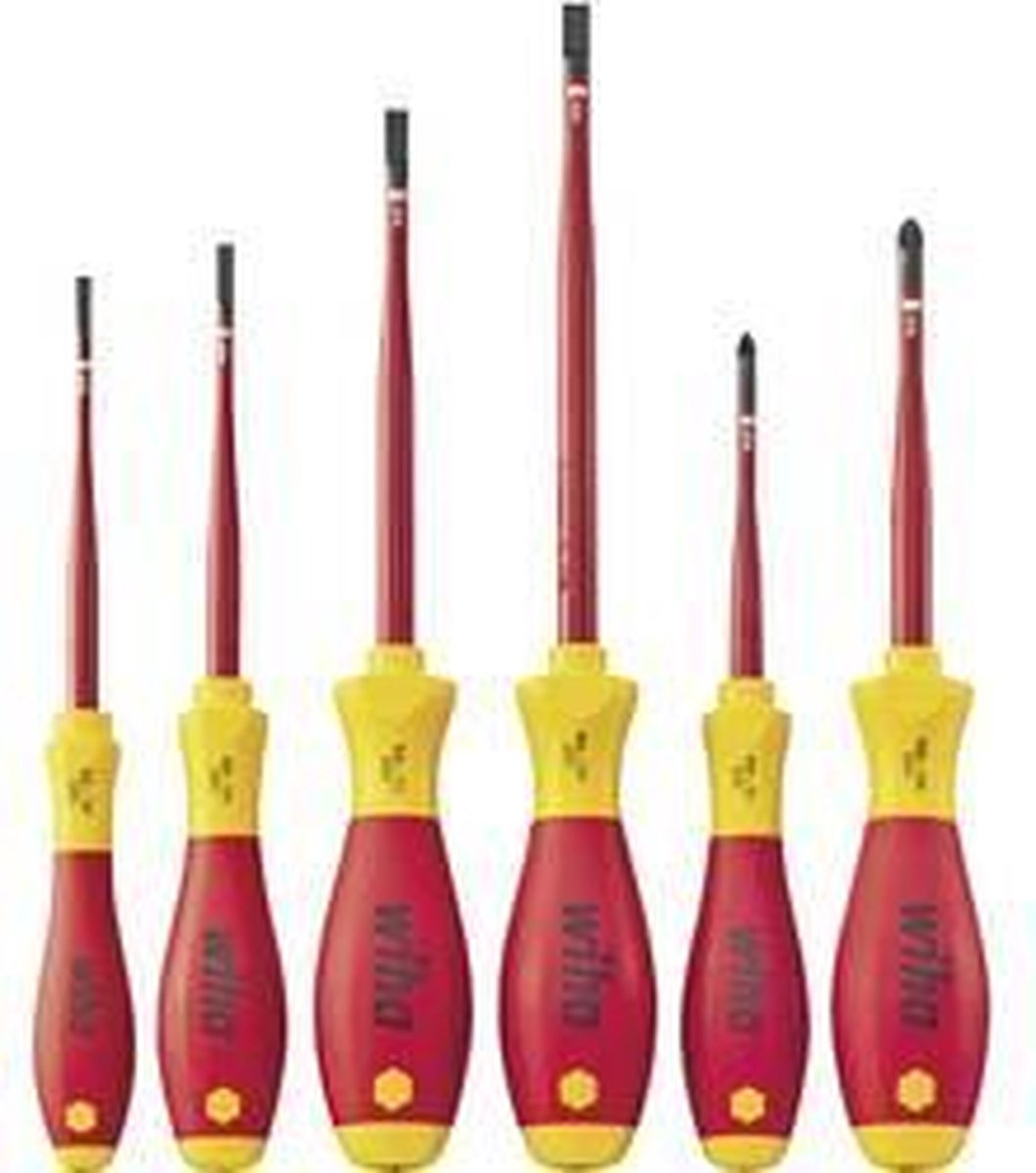 Wiha 3201 ZK6 6-delige SoftFinish slimFix VDE Schroevendraaierset - Sleuf/Pozidrive