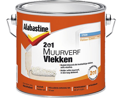 Alabastine 5077773 2In1 Muurverf Vlekken 2,5L - Wit