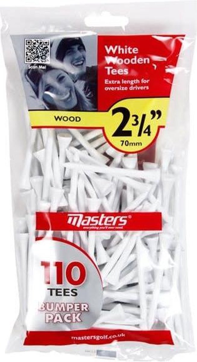 Masters Golf golfteeset 7 cm hout wit 110 stuks