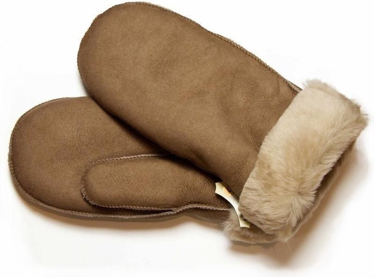 Bernardino Taupe Lammy wanten suede voor volwassenen - Handschoenen schapenwol - Beige