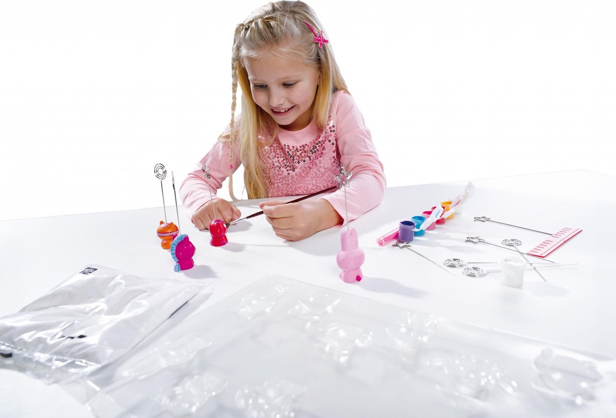 Ses gips gieten en schilderen memohouders 14-delig