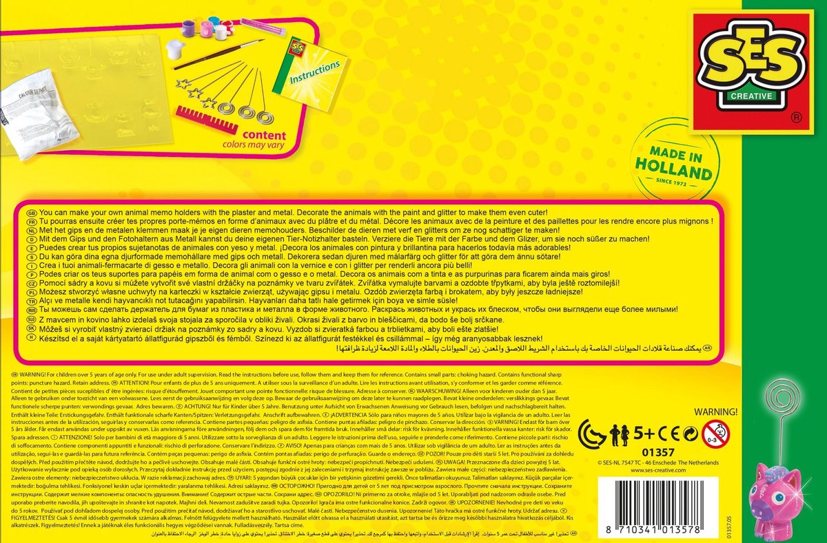 Ses gips gieten en schilderen memohouders 14-delig