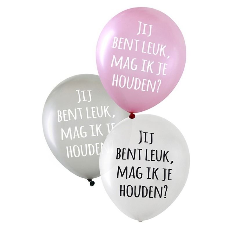 18x stuks Valentijn ballonnen jij bent leuk, mag ik je houden? - Feestartikelen/versieringen