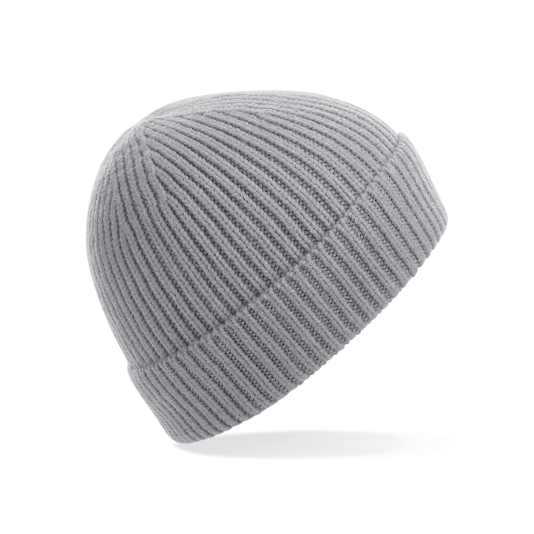 Beechfield Gebreide Ribbed Beanie wintermuts in het licht voor volwassenen - Damesmutsen / herenmutsen - 97% polyacryl en Elastaan - Grijs