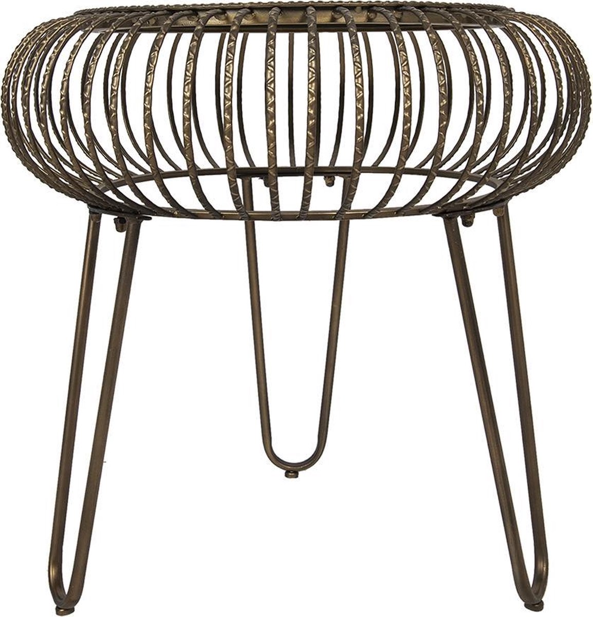 Clayre & Eef Bijzettafel - Ø 48*47 cm ijzer / glas - rond - - 5Y0817 - Bruin