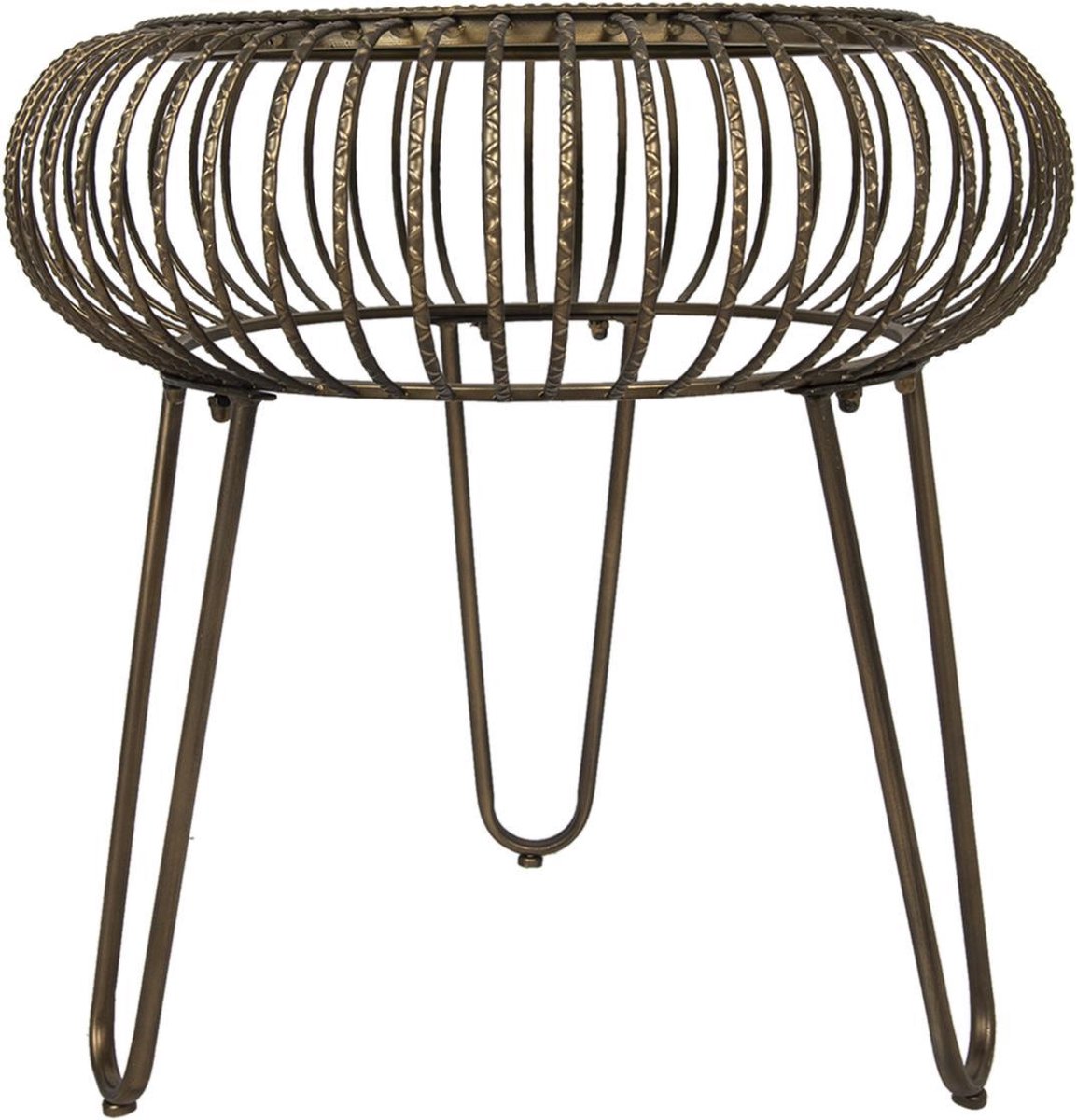 Clayre & Eef Bijzettafel - Ø 48*47 cm ijzer / glas - rond - - 5Y0817 - Bruin