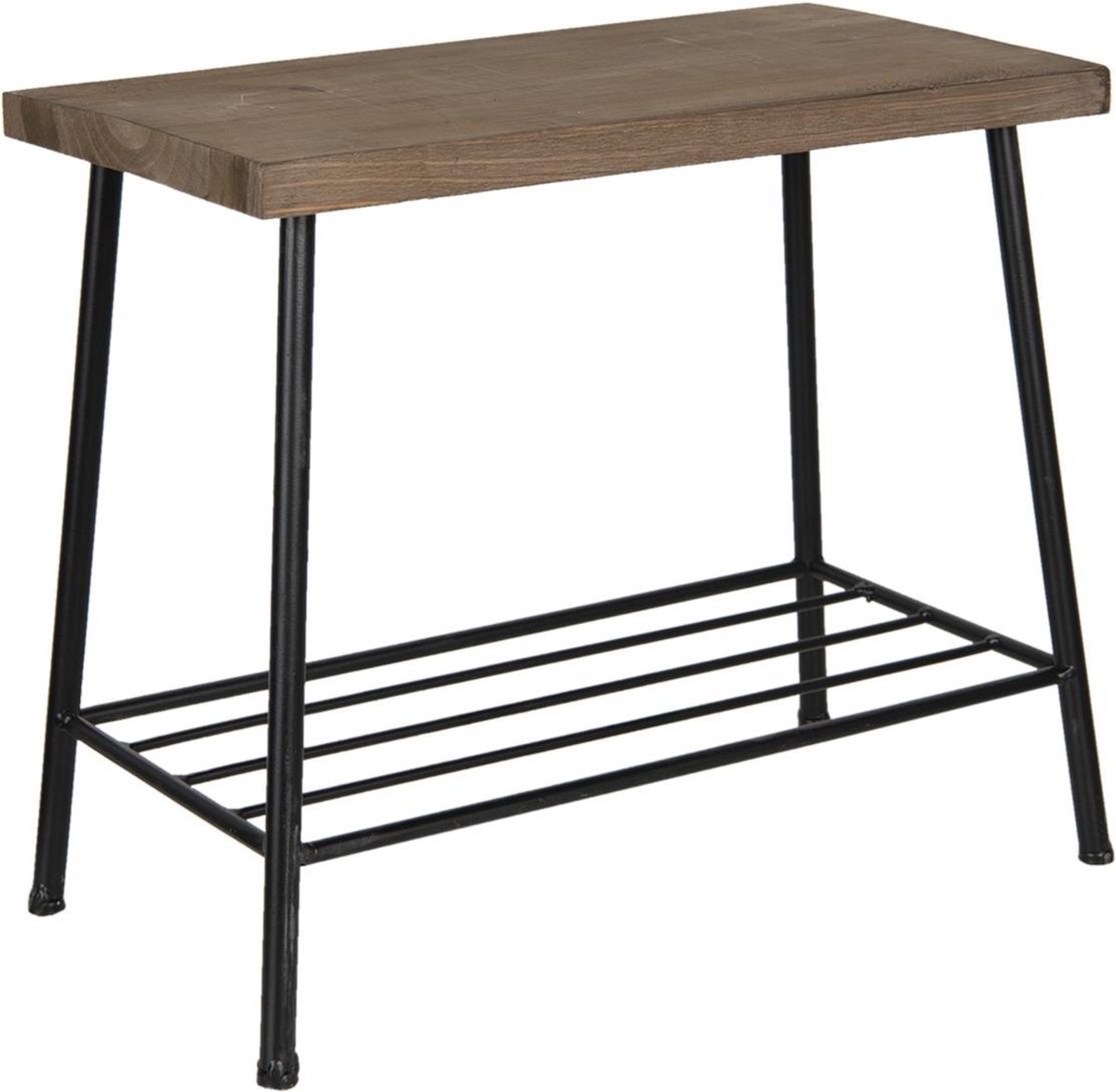 Clayre & Eef Bijzettafel - 40*21*33 cm - goudkleurig - ijzer / hout - rechthoekig - - 64702 - Bruin
