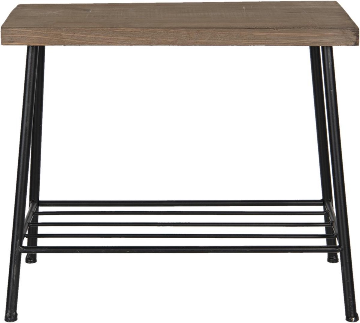 Clayre & Eef Bijzettafel - 40*21*33 cm - goudkleurig - ijzer / hout - rechthoekig - - 64702 - Bruin