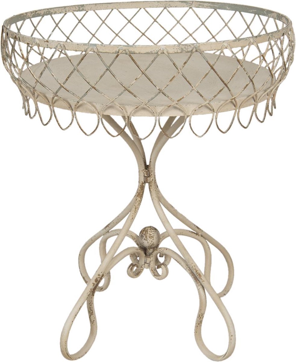 Clayre & Eef Bijzettafel - Ø 55*65 cm - creme - ijzer - rond - - 5Y0813 - Beige