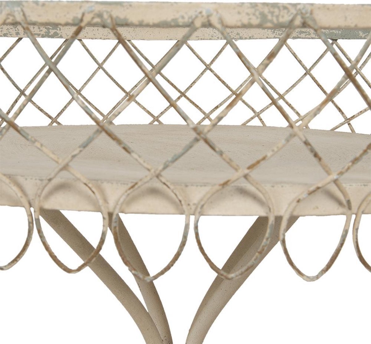 Clayre & Eef Bijzettafel - Ø 55*65 cm - creme - ijzer - rond - - 5Y0813 - Beige