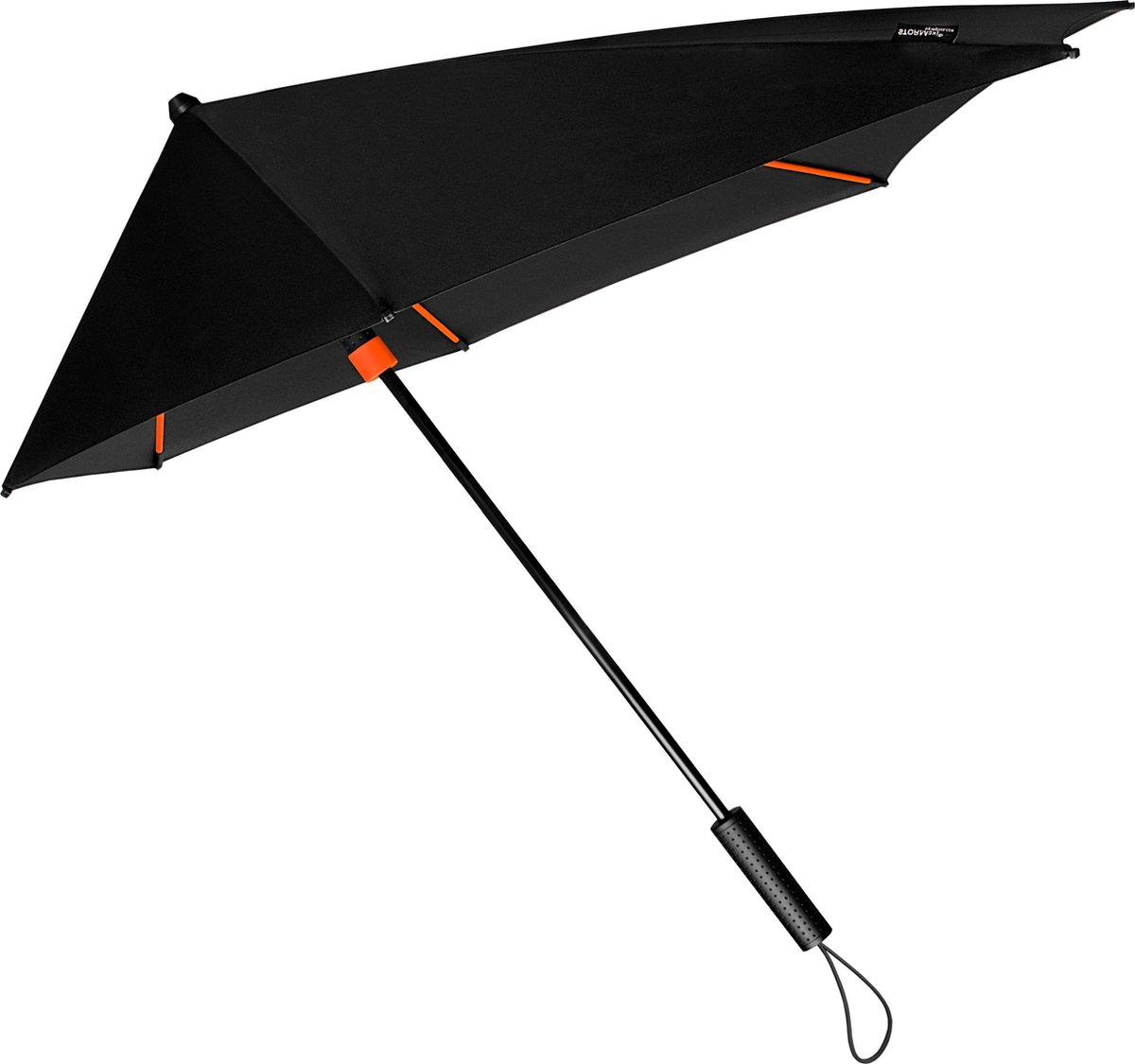 Impliva storm paraplu met oranje frame windproof 100 cm - Stormproof paraplu - Zwart